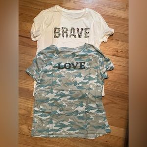 NEW two women’s Nine West t shirts brave love size large